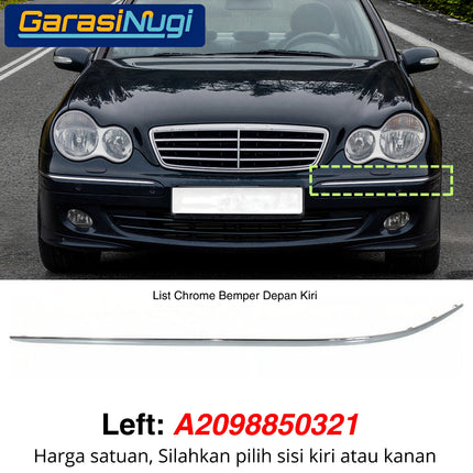 Chrome Stripe Mercy W203 Garnish Moulding Bumper Depan C180 C200