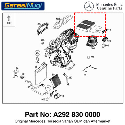 Air Filter For Mercy W166 W292 X166 Engine Intake Saringan Udara Mesin Bensin Diesel M276 OM651