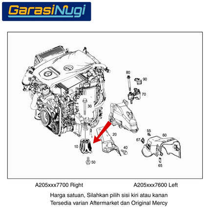 Engine Mounting Mercy W205 Rubber Bantalan Karet Mesin M274 M264