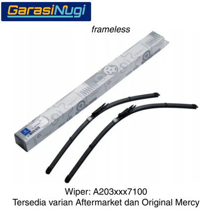 Mercedes W203 W209 Wiper Framed Bracketed Blade Set Aerodynamic Front Kaca Depan C200