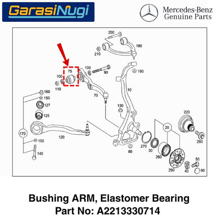 Mercedes W221 C216 Elastomer Bearing Control Bushing Arm Lower Roda Depan S280 CL550