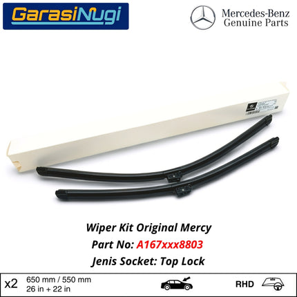Mercedes W167 X167 Wiper Frameless Kit Original Kaca Depan Front Window GLE GLS