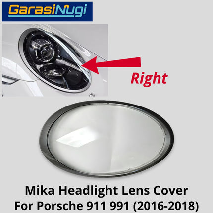 Mika Headlight Porsche 911 991 Lens Kaca Cover Lampu Depan 2016-2018