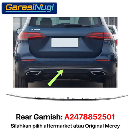 Chrome Stripe Mercy W247 Rear Garnish Moulding Bumper Belakang B200