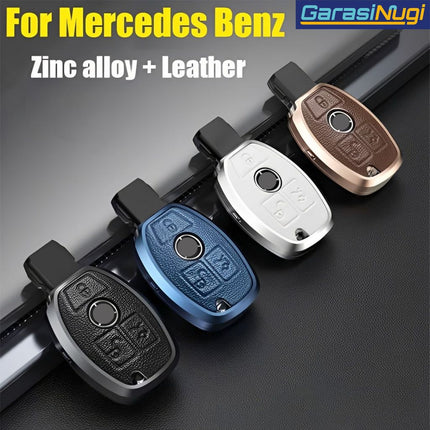 Key Case For Mercedes W212 Sarung Kunci Kulit Aluminium Leather Short Keychain