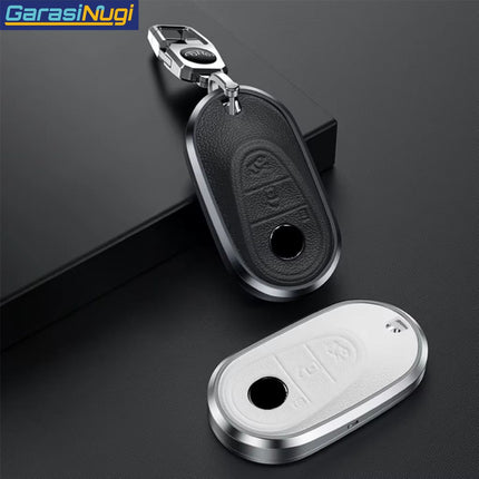 Key Case For Mercedes W167 Sarung Kunci Kulit Aluminium Leather Short Keychain