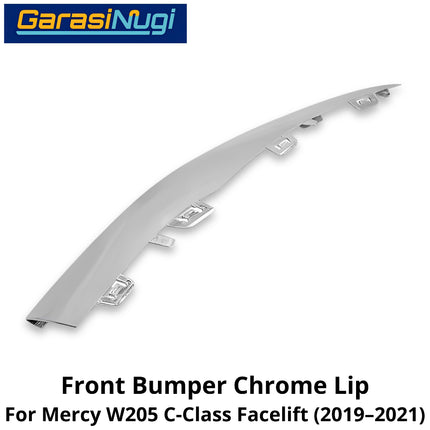Chrome Lip Mercy W205 Facelift Spoiler Trim Bumper Depan Molding Mercedes C200 C300