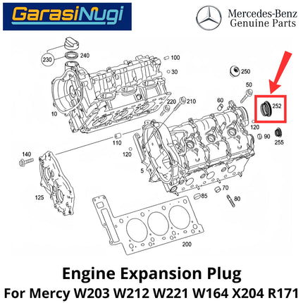 Camshaft Expansion Mercy W203 X204 R171 Plug Penyumbat Ekspansi Mesin Mercedes C200 GLK SLK