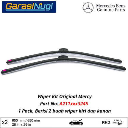 Mercedes W211 C219 R230 C199 Wiper Frameless Kit Kaca Depan Front Window E240 CLS350