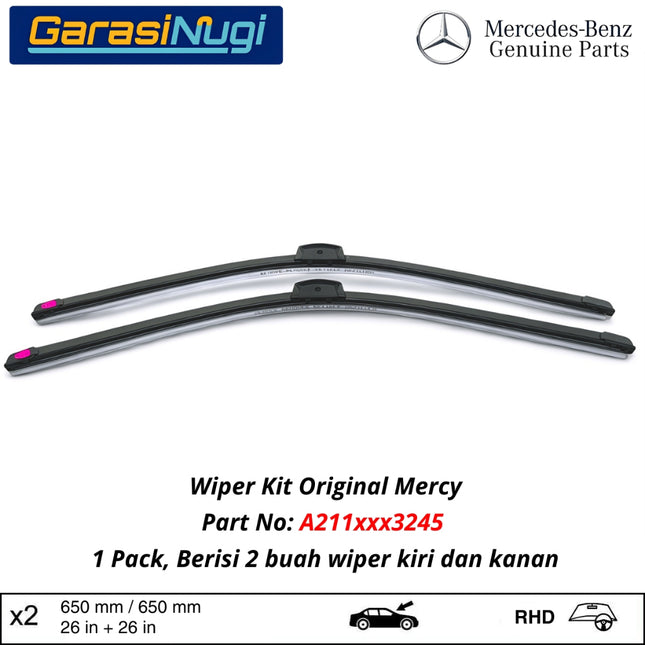 Mercedes W211 C219 R230 C199 Wiper Frameless Kit Kaca Depan Front Window E240 CLS350