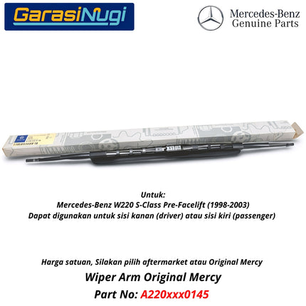 Mercedes W220 Wiper Arm Frameless Kit Original Kaca Depan Front Window S280 S320