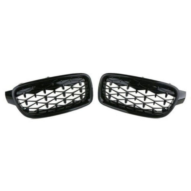BMW Grill Kidney Grille Hidung Glossy Black Diamond Slat Hitam F30 320