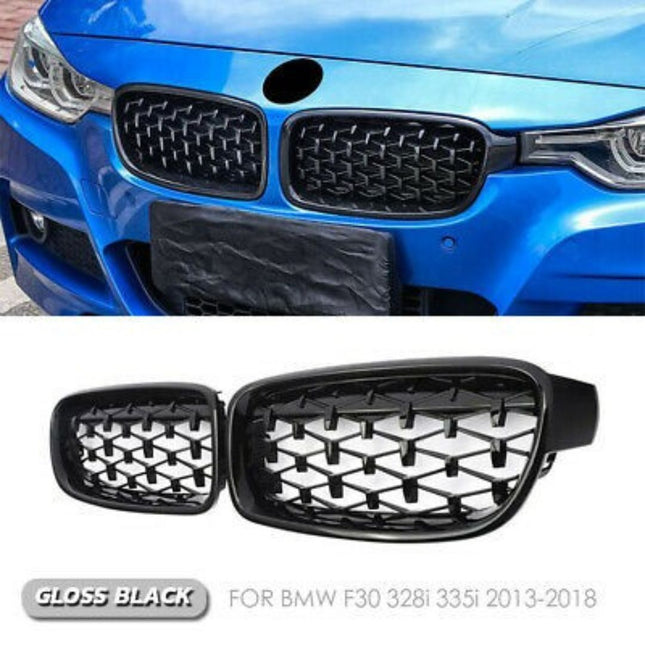 BMW Grill Kidney Grille Hidung Glossy Black Diamond Slat Hitam F30 320