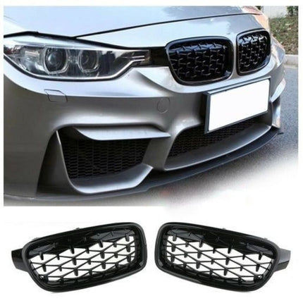 BMW Grill Kidney Grille Hidung Glossy Black Diamond Slat Hitam F30 320