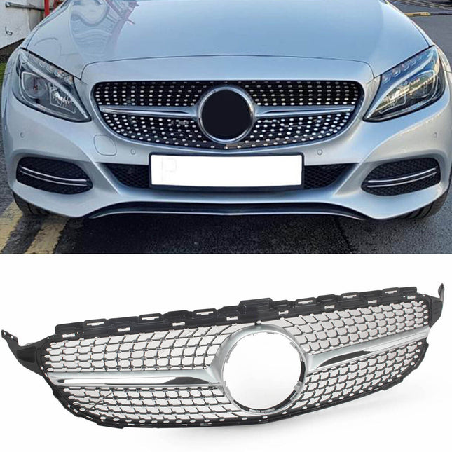 Mercedes W205 Mercy C Class Grill Hidung Chrome Grille Diamond GTR AMG