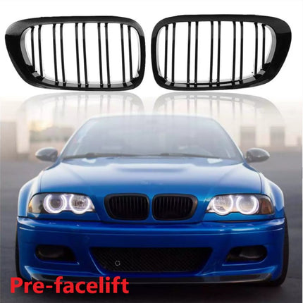 BMW Grill Kidney Grille Hidung Kap Double Slat Glossy M Color E46 318i