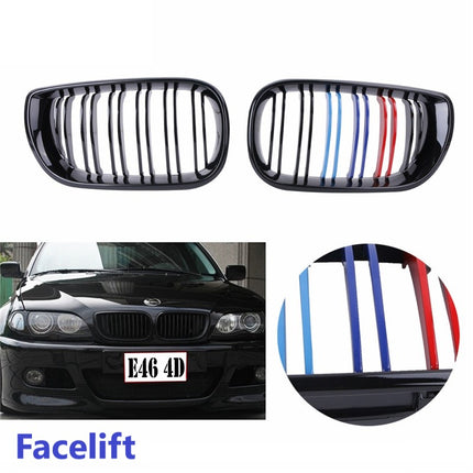 BMW Grill Kidney Grille Hidung Kap Double Slat Glossy M Color E46 318i