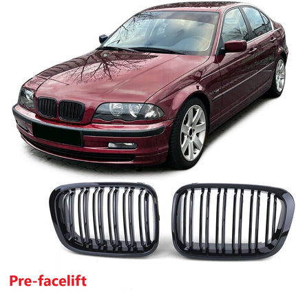 BMW Grill Kidney Grille Hidung Kap Double Slat Glossy M Color E46 318i