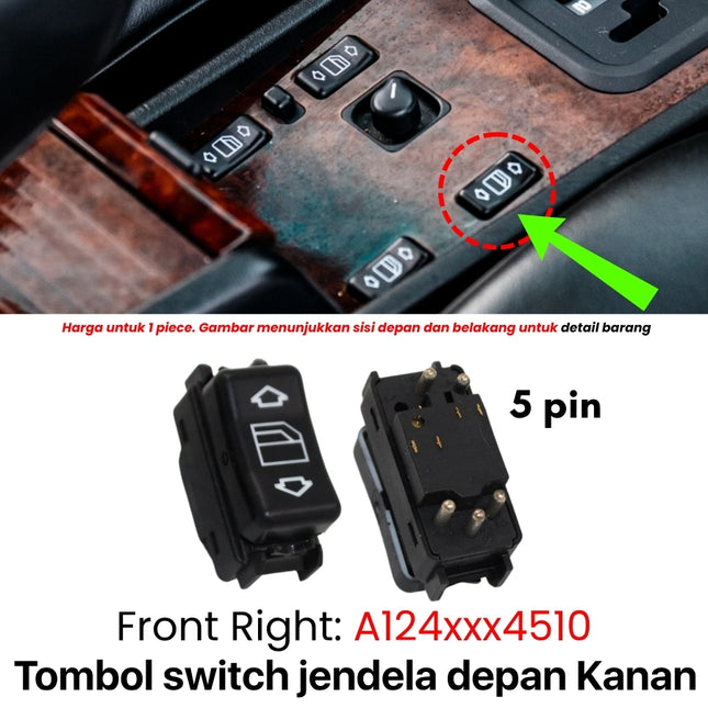 Window Switch Mercedes W124 W201 Saklar Pengatur Jendela Mercy Boxer 230E 300E