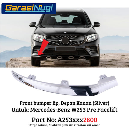 Lower Bumper Mercy W253 Pre-Facelift Lip Chrome Trim Strip Molding Bumper Depan Bawah GLC