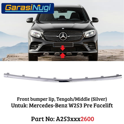 Lower Bumper Mercy W253 Pre-Facelift Lip Chrome Trim Strip Molding Bumper Depan Bawah GLC