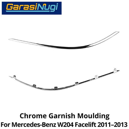 Chrome Stripe Mercy W204 Facelift Garnish Moulding Bumper Depan C200