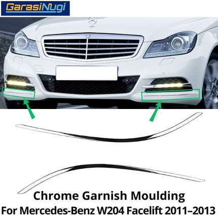 Chrome Stripe Mercy W204 Facelift Garnish Moulding Bumper Depan C200