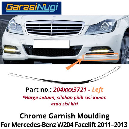 Chrome Stripe Mercy W204 Facelift Garnish Moulding Bumper Depan C200