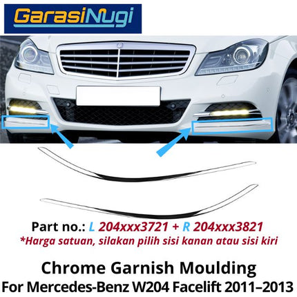 Chrome Stripe Mercy W204 Facelift Garnish Moulding Bumper Depan C200