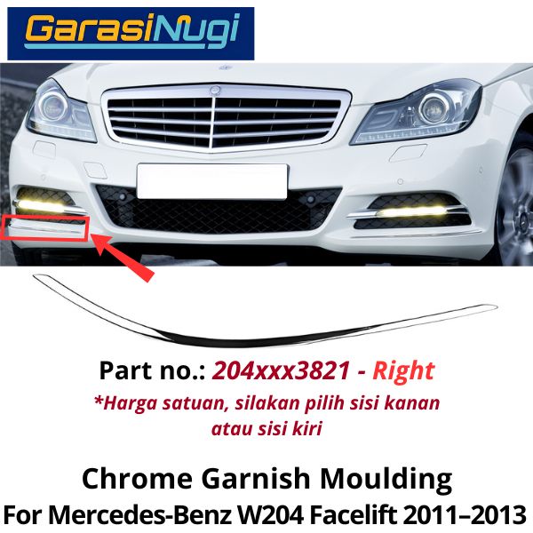 Chrome Stripe Mercy W204 Facelift Garnish Moulding Bumper Depan C200