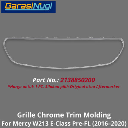 Grille Chrome Mercy W213 Pre-Facelift Trim Moulding Bumper Depan Molding Mercedes E200